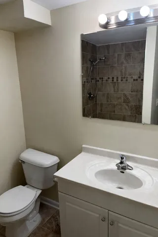 a bathroom with a toilet a sink and mirror
