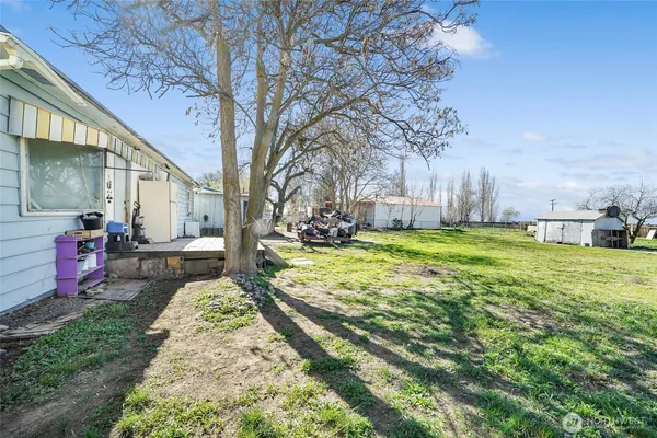 a view of a backyard with a garden