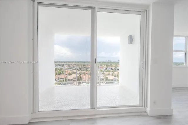 a view of a glass door with a door