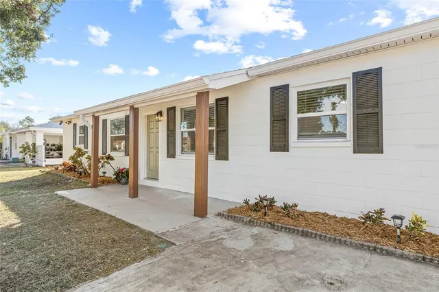 a view of a house with a patio