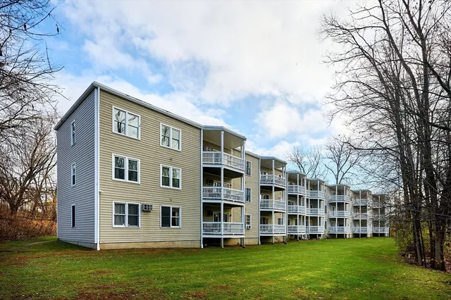 a large building with a yard