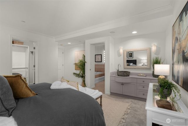 a living room with furniture and a lamp