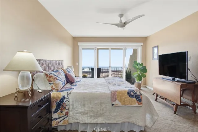 a bedroom with furniture and a flat screen tv