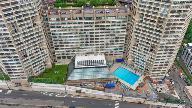 a view of a city with tall buildings