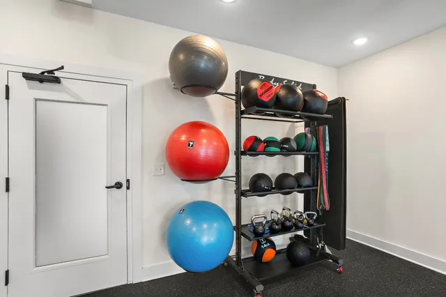 a room with gym equipment