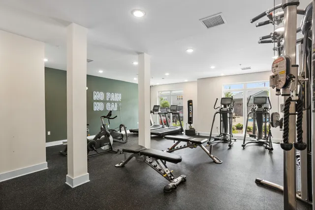 a view of a room with gym equipment