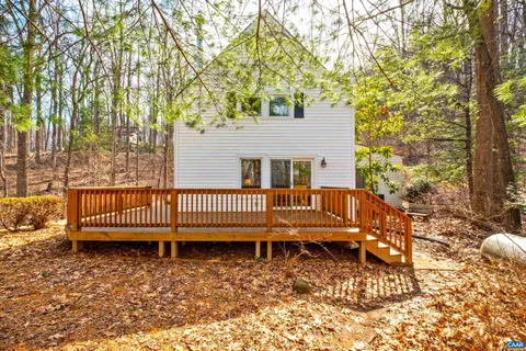 front view of a house with a deck
