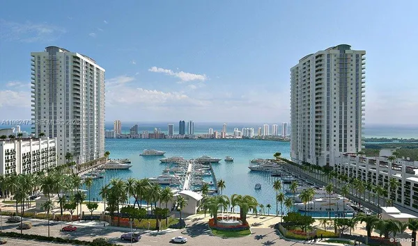 a view of a city with tall buildings