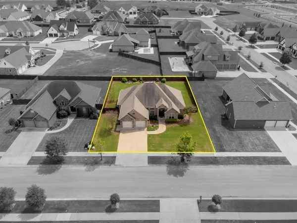 an aerial view of a swimming pool