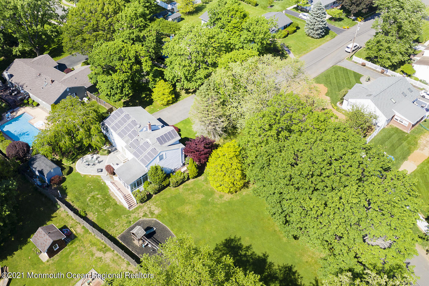6 Hall Road Freehold, NJ 07728 - Photo 10 of 36 an aerial view of residential house with yard and swimming pool