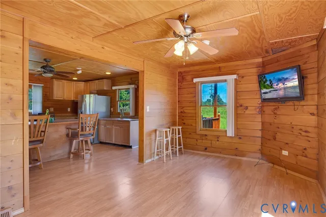 a hallway with wooden floor