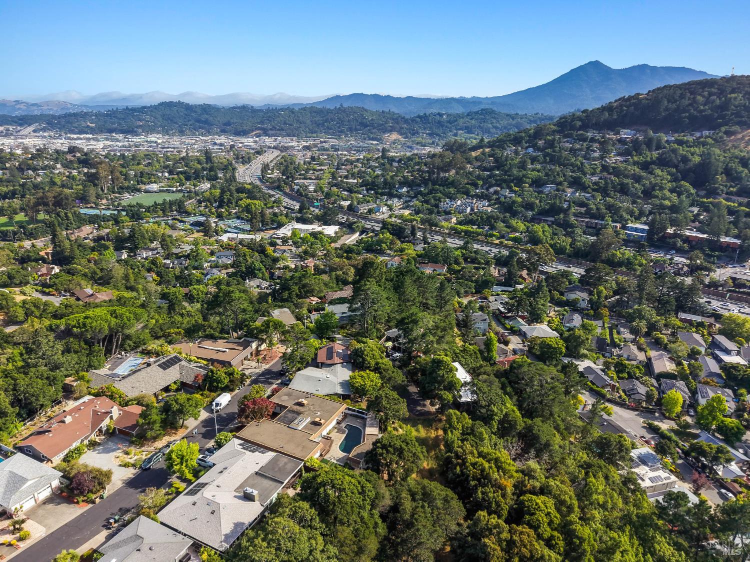 148 Dominican Drive San Rafael, CA 94901 - Photo 54 of 60 an aerial view of residential house and green space