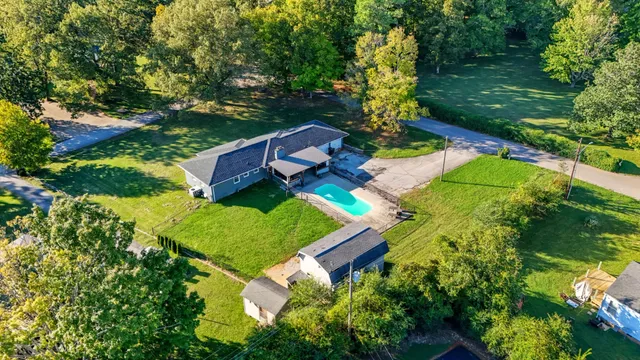 an aerial view of a house