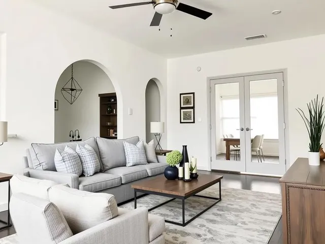 a living room with furniture