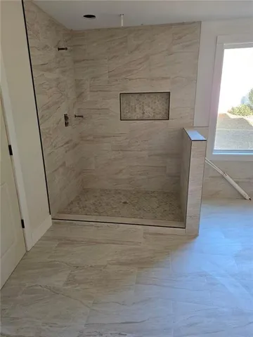 a bathroom with a shower