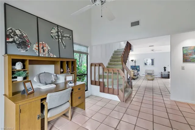 a living room with furniture