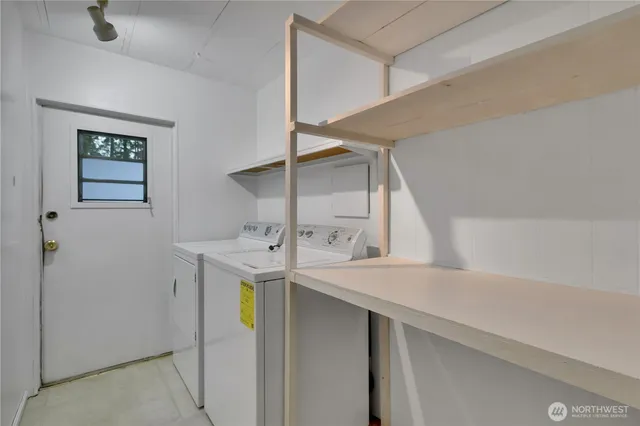 a backyard of a house with seating space