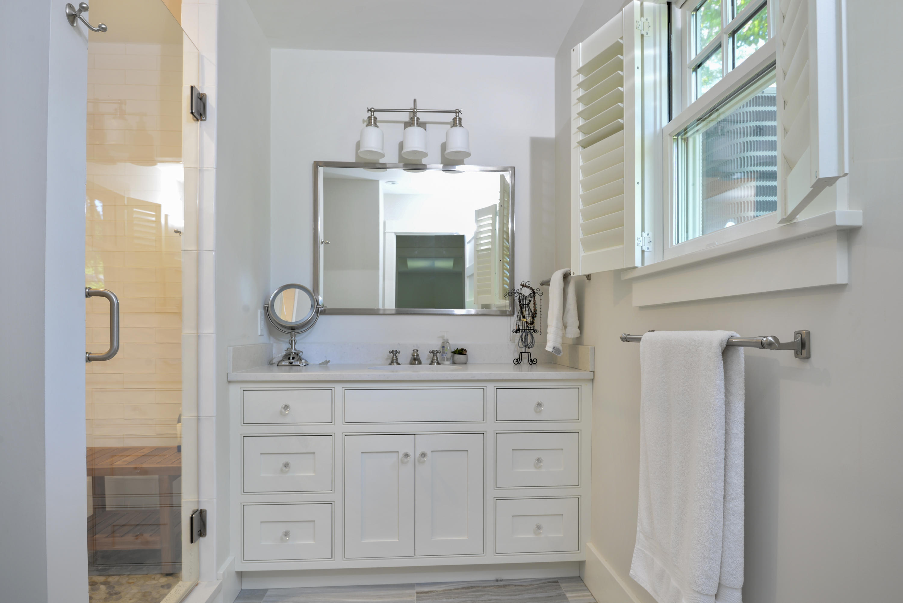 84 Old Dock Road Falmouth, MA 02540 - Photo 18 of 36 a bathroom with a double vanity sink mirror and