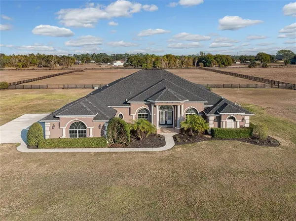 an aerial view of a house