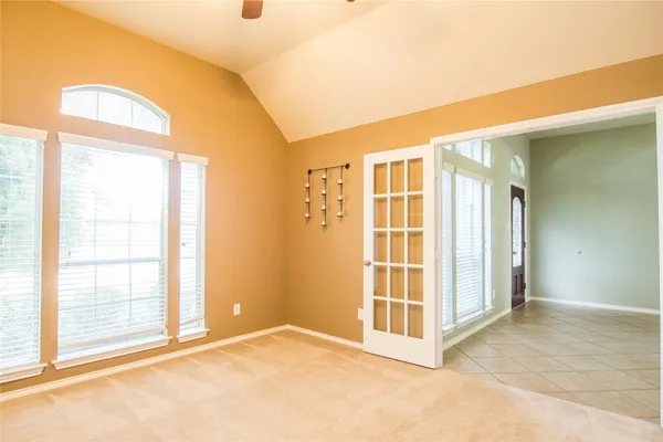 an empty room with windows