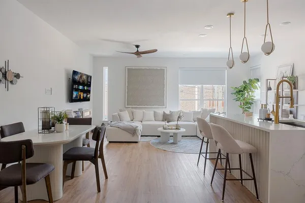 a living room with furniture