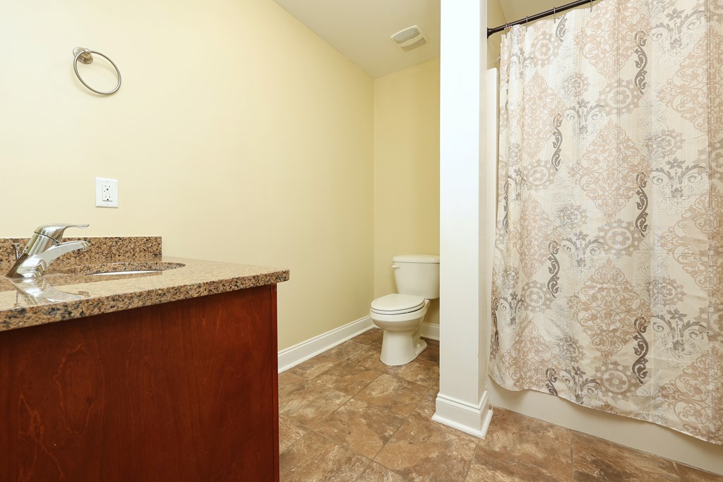 182 Oak Ridge Drive Waverly Hall, GA 31831 - Photo 46 of 52 a bathroom with a granite countertop sink and a toilet