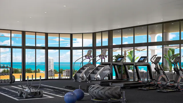 a room with gym equipment