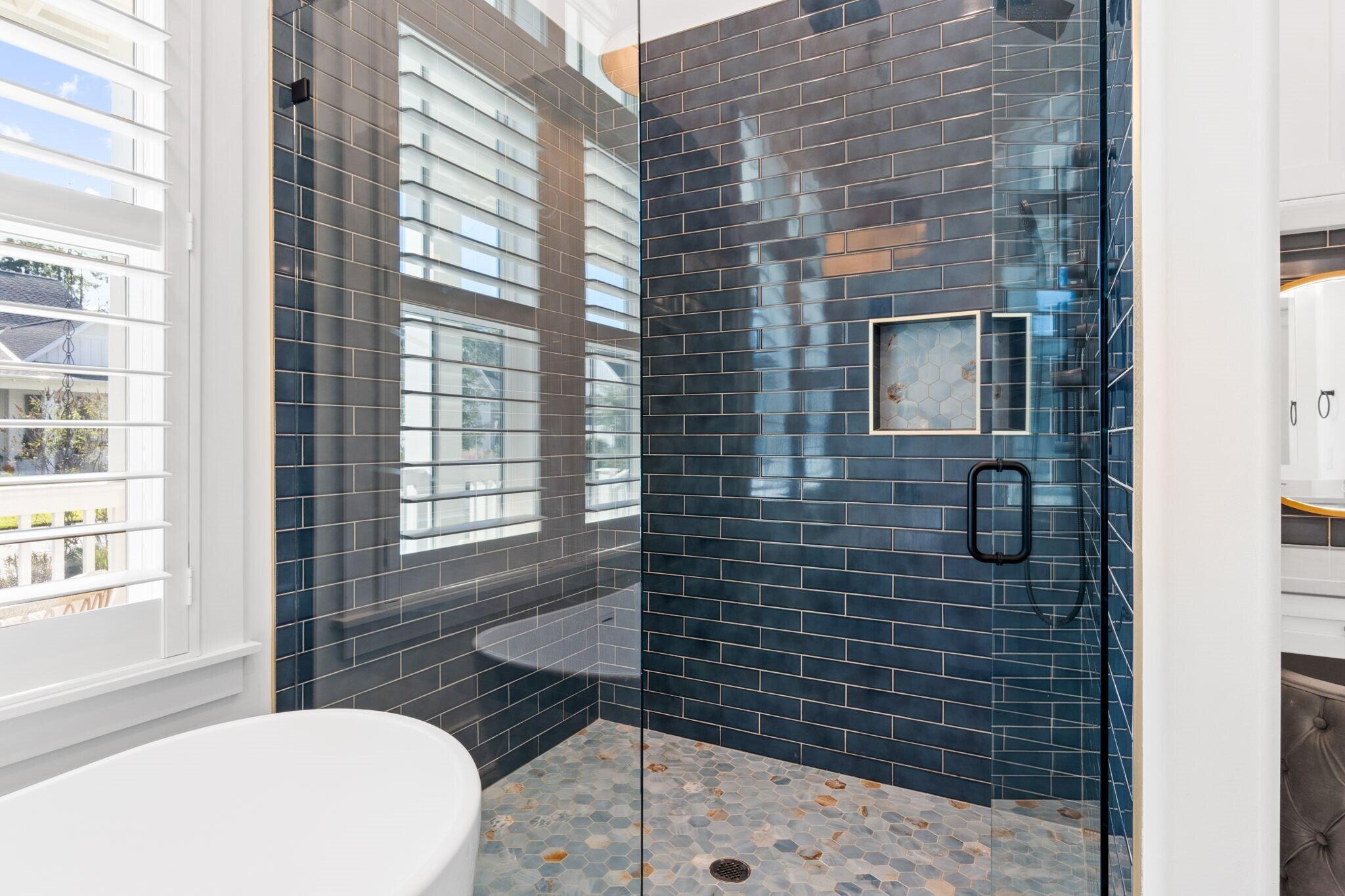 92 Rosecourt Street Inlet Beach, FL 32461 - Photo 25 of 65 a bathroom with a granite countertop sink a toilet and shower