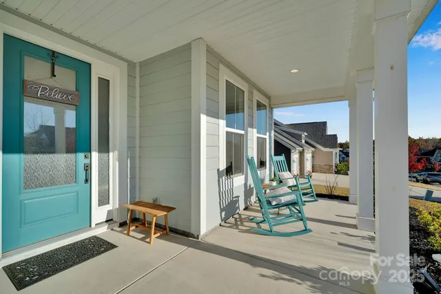 a building outdoor space with patio furniture