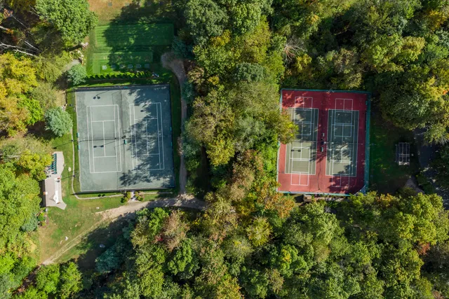 an aerial view of a house