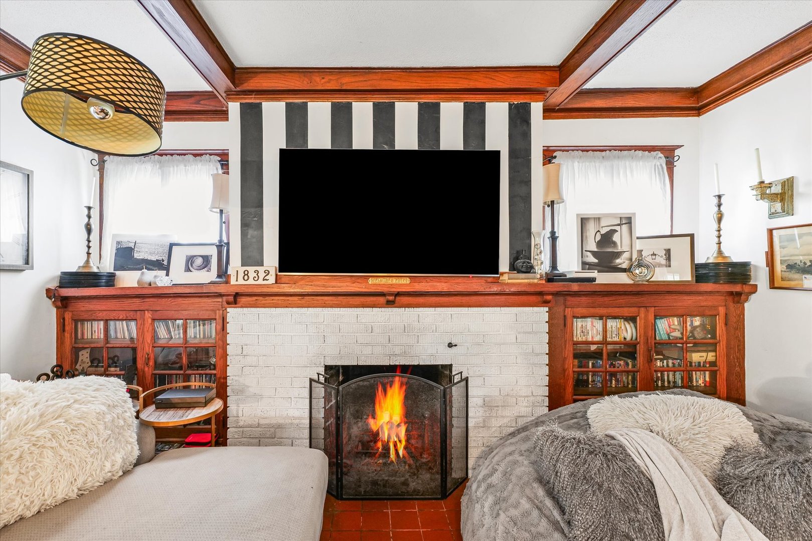 37857 East 100 North Road Bellflower, IL 61724 - Photo 8 of 43 a bedroom with a bed a fireplace and dresser