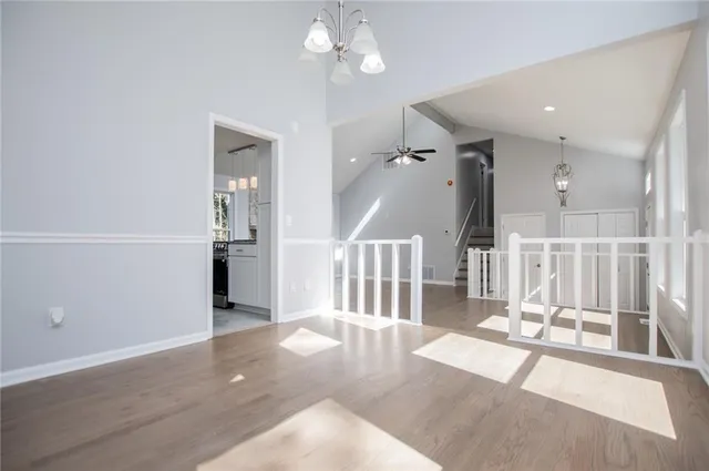 a view of a room with racks on the wall