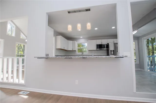 a bathroom with a bathtub