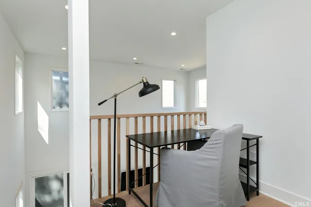 a view of entryway with wooden floor