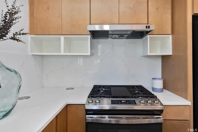 a stove top oven sitting inside of a kitchen