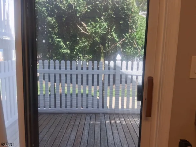 a view of wooden balcony