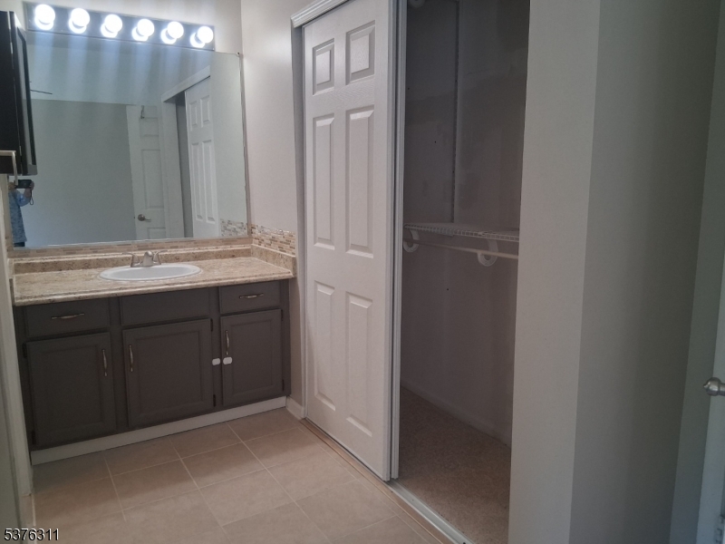 25 Stevens Court Bedminster, NJ 07921 - Photo 20 of 30 a bathroom with a granite countertop sink and a mirror