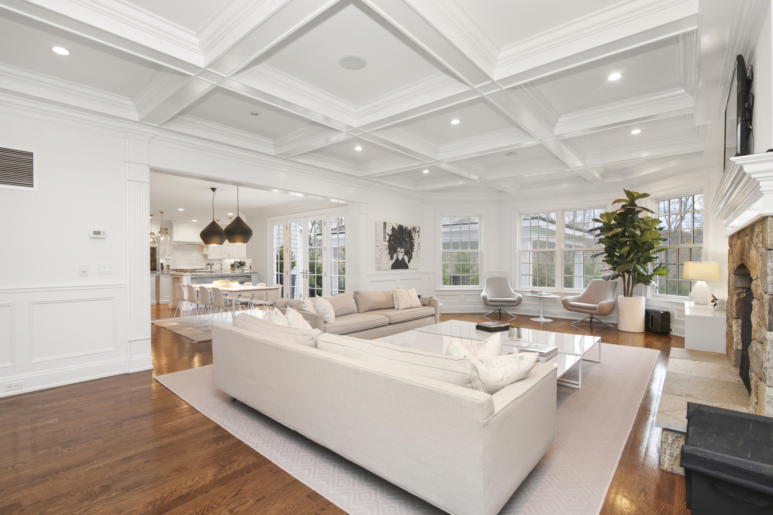 121 Chichester Road New Canaan, CT 06840 - Photo 11 of 42 a living room with fireplace furniture and a large window