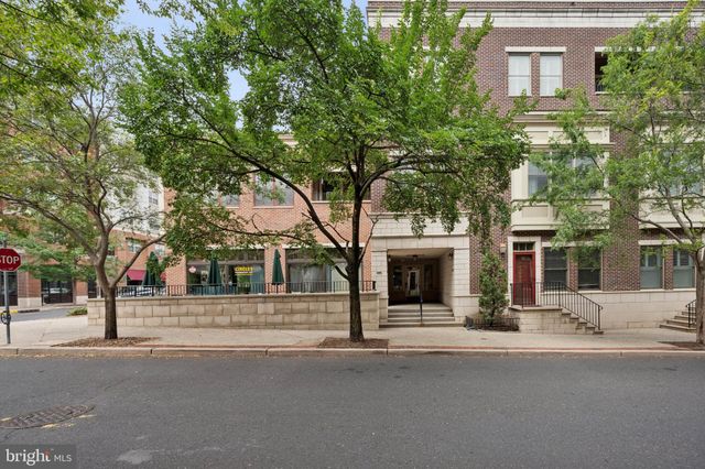 front view of a building with a street