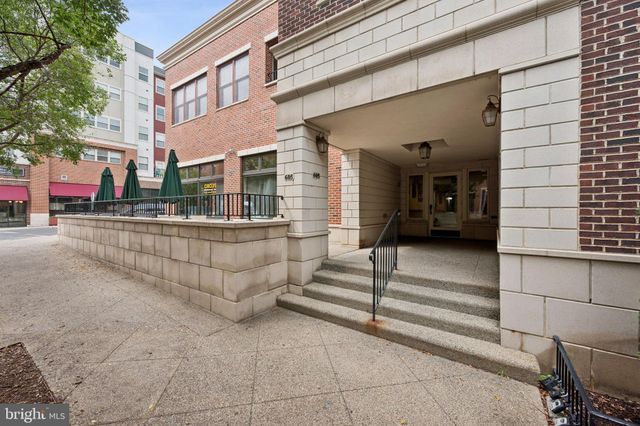 a view of a building with a bench