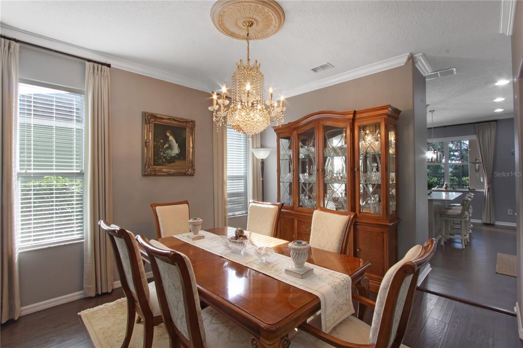 5536 Ansley Way Mount Dora, FL 32757 - Photo 4 of 49 a view of a dining room with furniture a chandelier and wooden floor