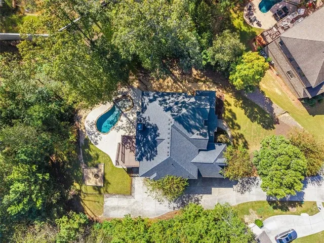 an aerial view of a house