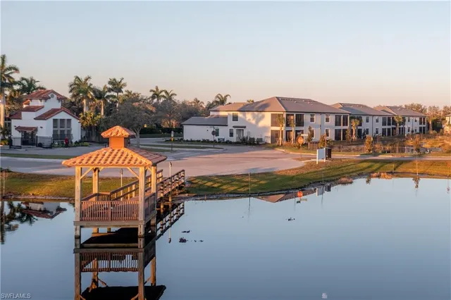 a view of a lake with a city