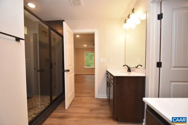 a view of a room with racks on the wall