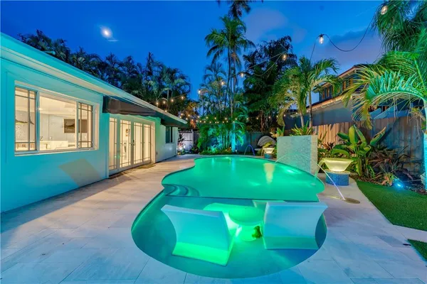 a view of a house with a swimming pool