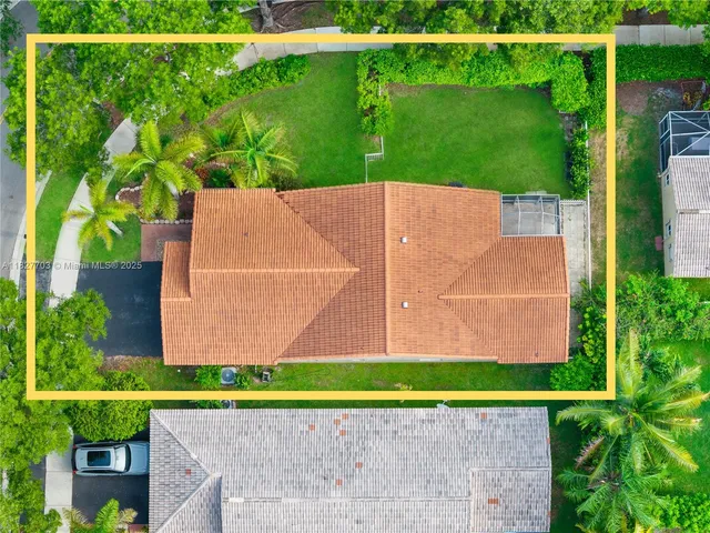 an aerial view of a house