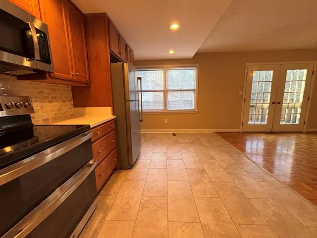 a view of a kitchen with a stove