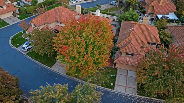 an aerial view of a house