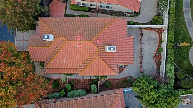 an aerial view of a house
