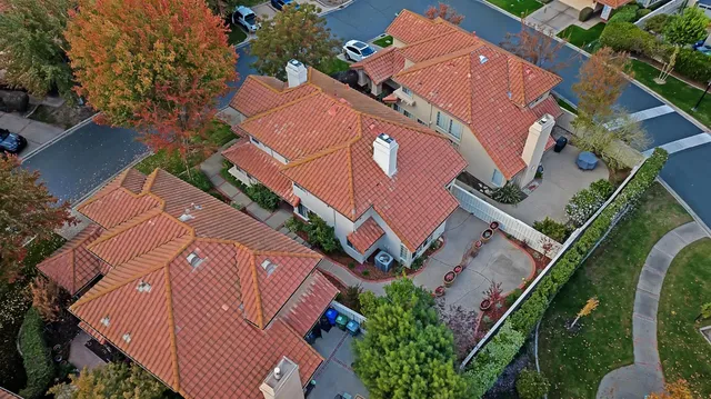 an aerial view of a house